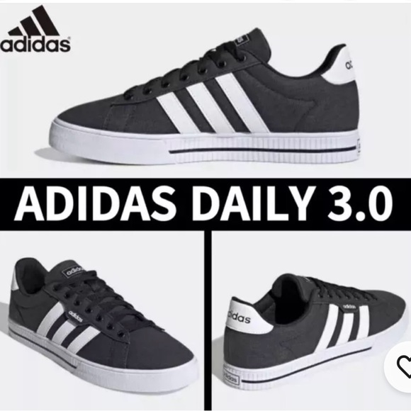 Men’s Adidas Daily 3.0 Black/White Canvas Lace Up Skateboarding Sneaker … - Picture 4 of 15
